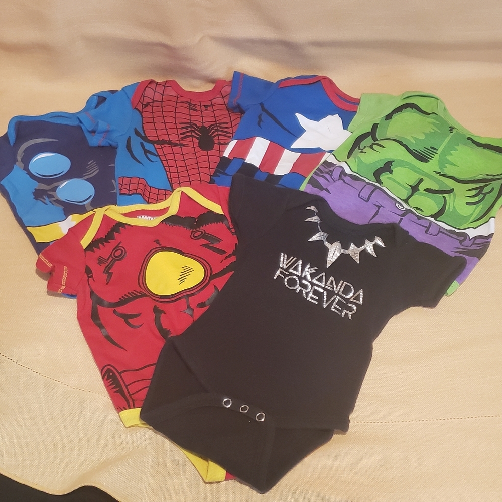Marvel Avenger Superhero Baby Onesie Bundle of 6 Characters